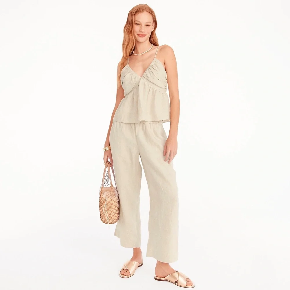 J.Crew Tall wide-leg seaside pant in linen BO812